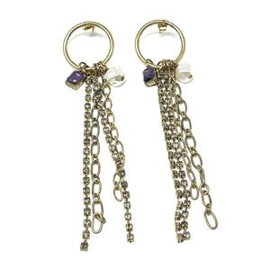 New Free People Hoop Fringe Pearl Dangle Earrings